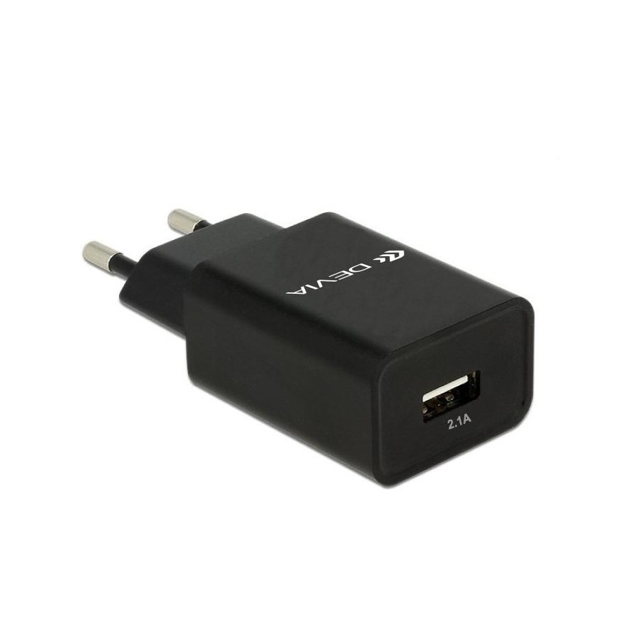 Carica Batterie Devia da muro 2.1 A. 1 uscita USB 10.5W Nero