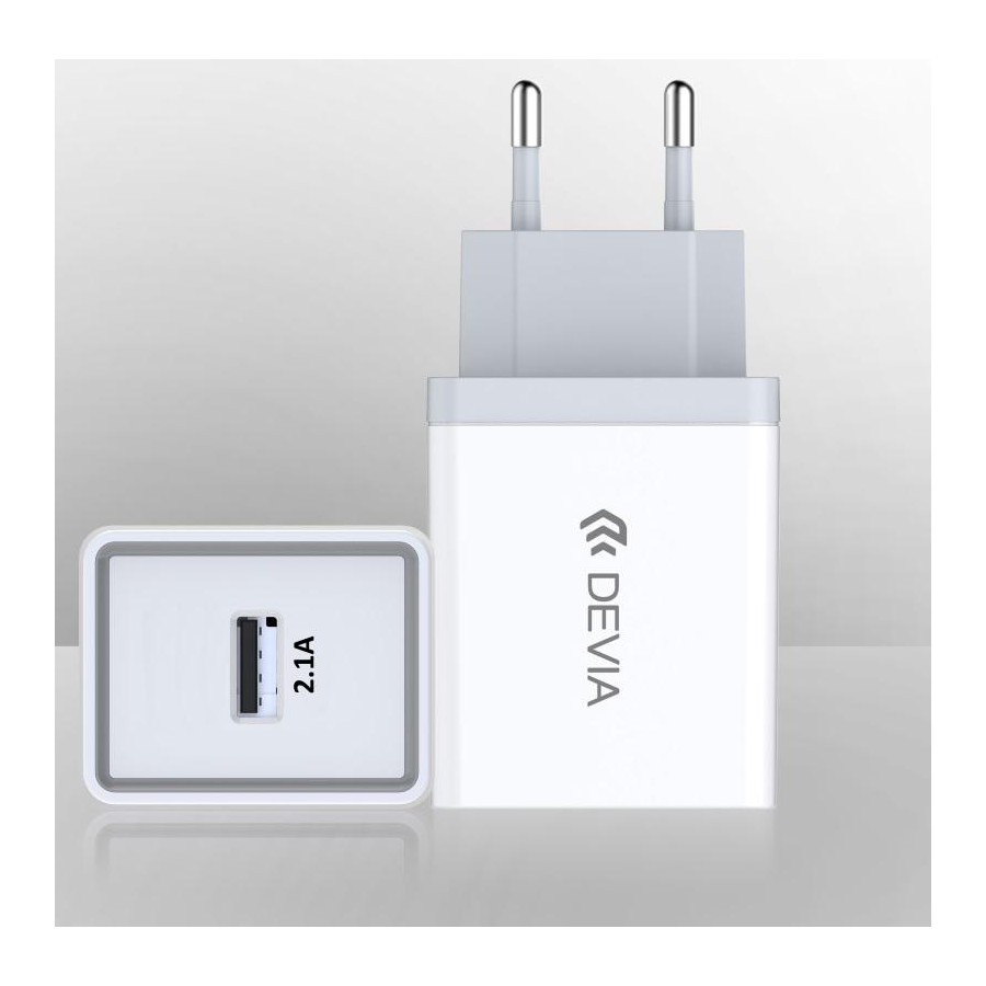 Carica Batterie Devia da muro 2.1 A. 1 Out USB 10.5W Bianco