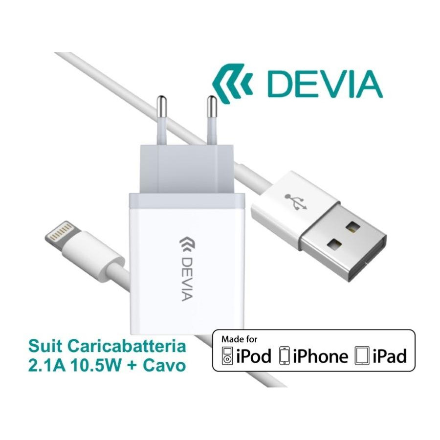 Suit Carica Batteria 2,1A e Cavo lightning iOS Apple MFI