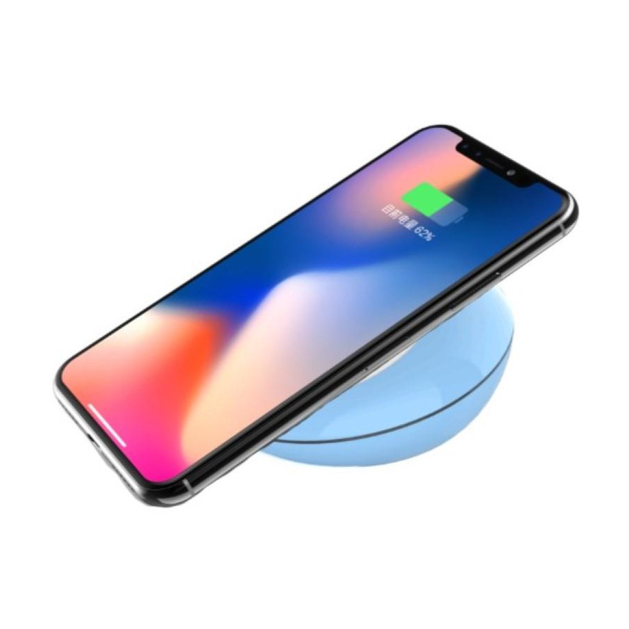 Carica batterie wireless Qi 10W per iPhone Samsung ecc.. Blu