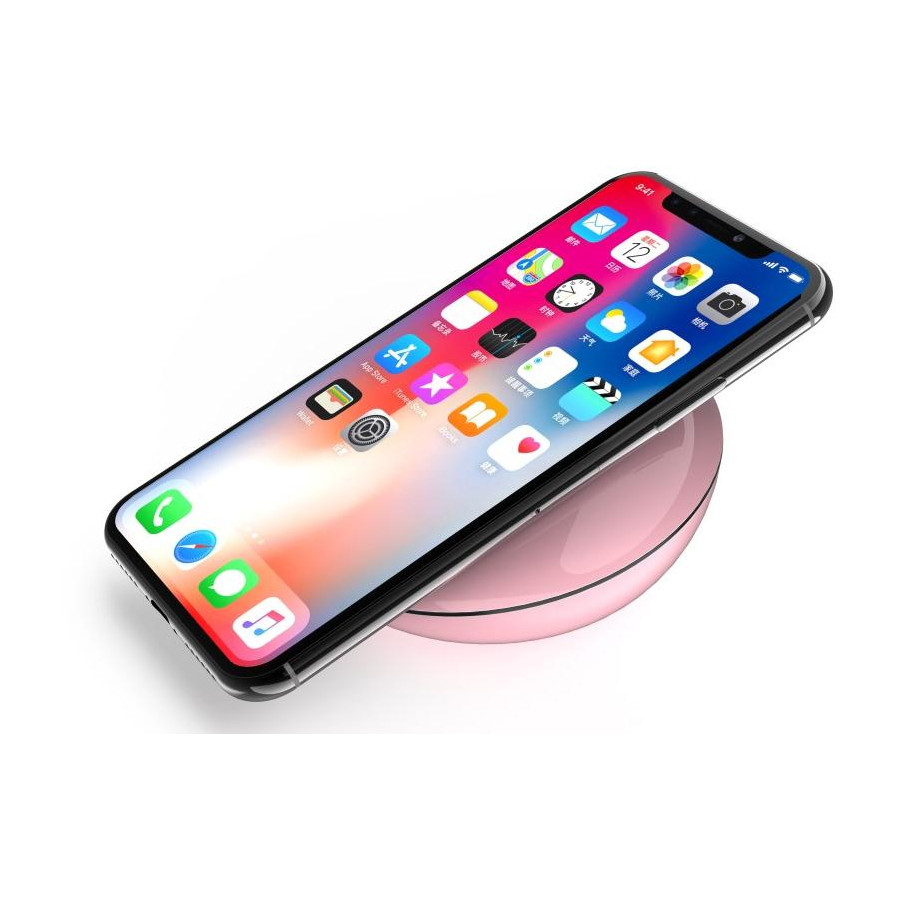 Carica batterie wireless Qi 10W per iPhone Samsung ecc. Rosa
