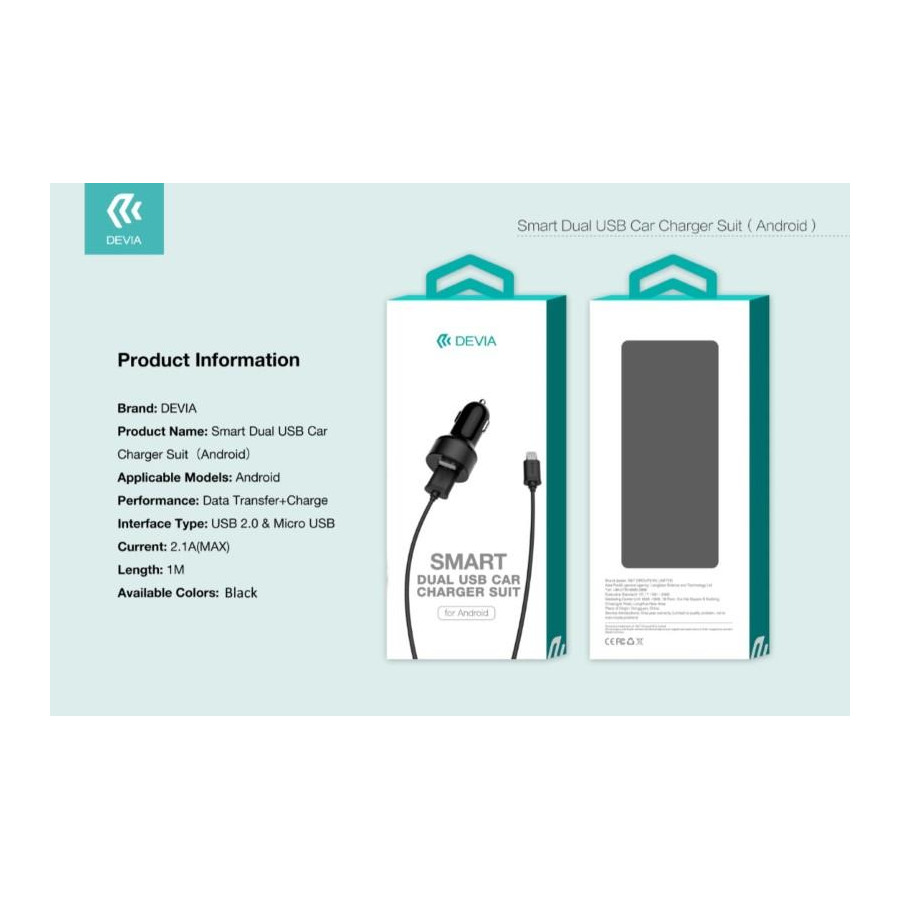 Suit Carica da Auto e Cavo M-USB Smartphone Android Nero