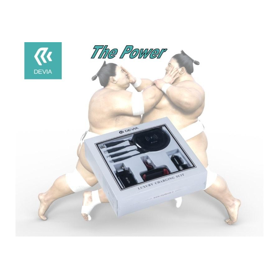 Devia Luxury Suit Carica Supporto e Cavi Smartphone Nero