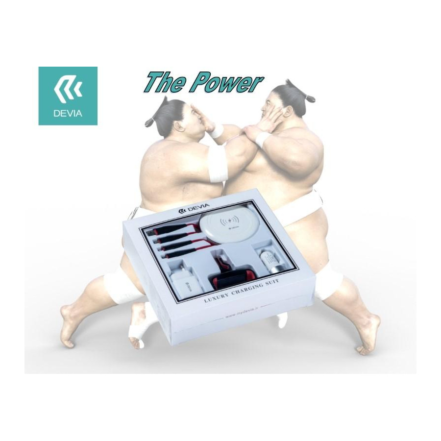 Devia Luxury Suit Carica Supporto e Cavi Smartphone Bianco