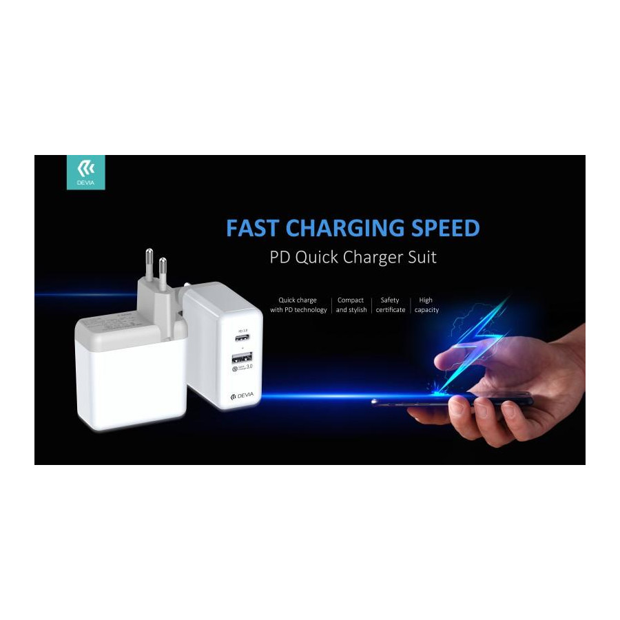 Carica Batteria Super Rapido PD Quick QC3.0 con Cavo Tipo-C