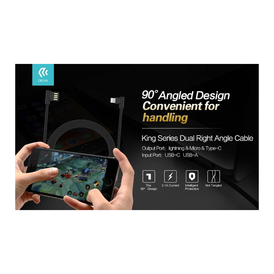 Cavo King USB - Lightning ad angolo 90° Nero