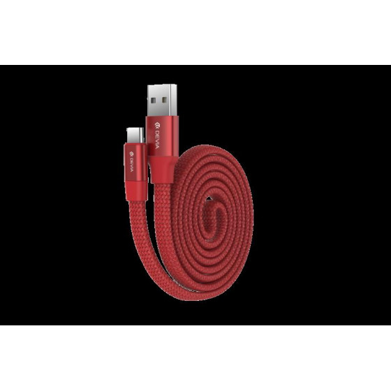 Cavo Piatto in corda Ring Y1 Usb Tipo C 80cm Rosso