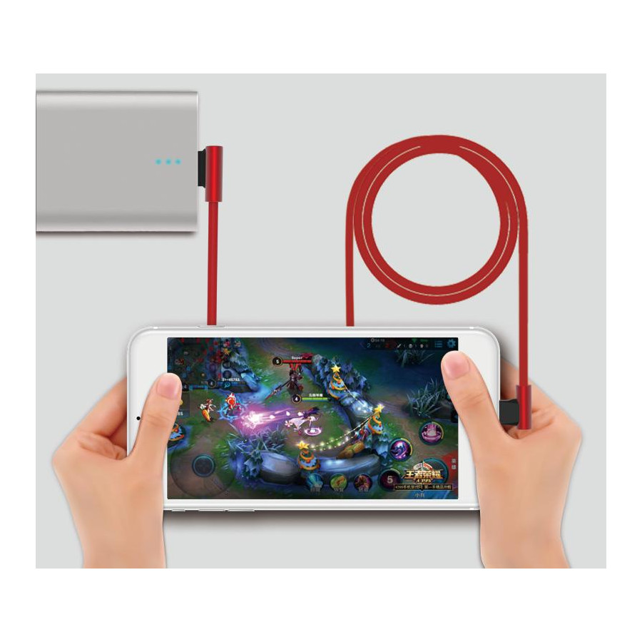 Cavo King USB - Type-C ad angolo 90° Rosso