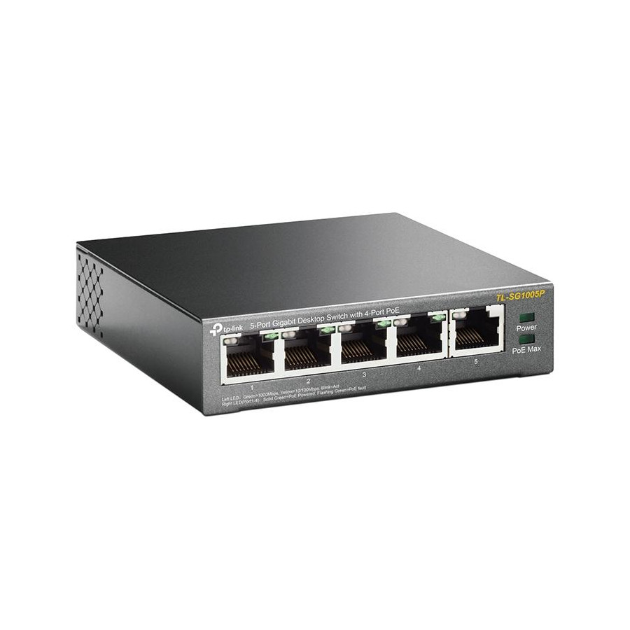 PoE switch 5 porte Gbit 4 PoE max 56W TP-Link TL-SG1005P