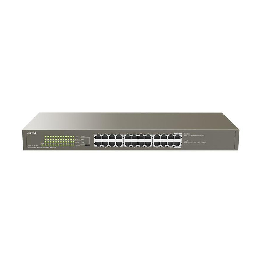 Switch 24 porte Gbit rack mount PoE Tenda TEG1124P-24-250W