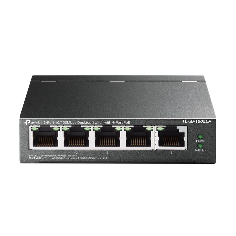 Switch Desktop 5 porte 10/100Mbps con 4-Port PoE TL-SF1005LP