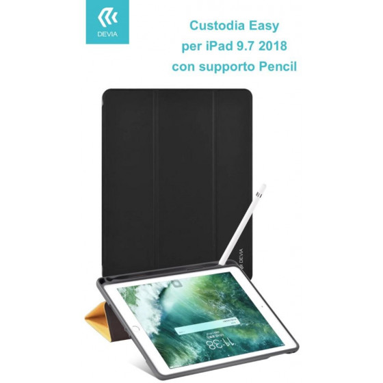 Cover Easy con Supporto Pencil per iPad 9.7 2018 Nera