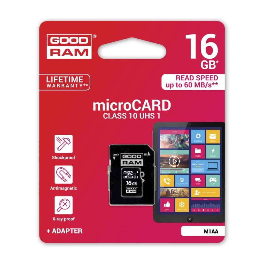 microSD 16GB CARD class 10 UHS I + adapter - retail blister