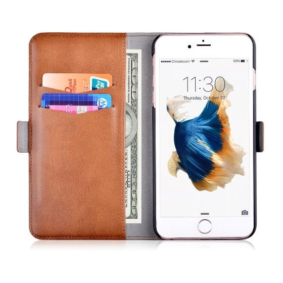 Custodia in Pelle con Portadocumenti per iPhone 6S/6 Marrone