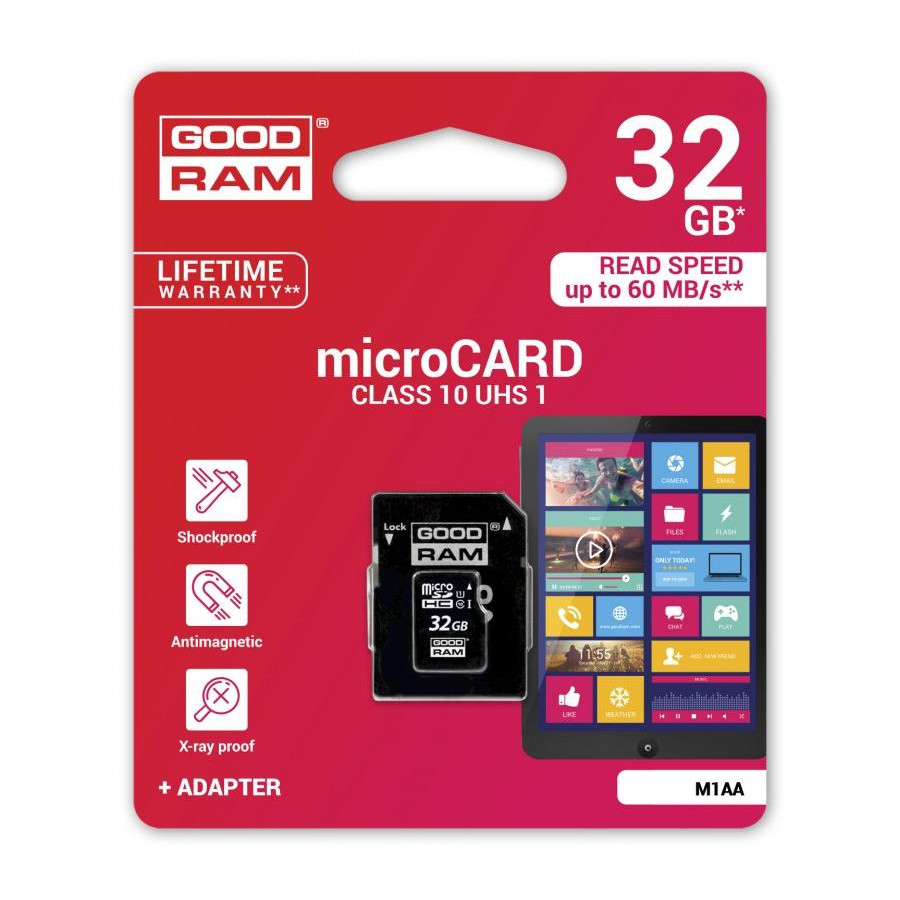 microSD 32GB CARD class 10 UHS I + adapter - retail blister