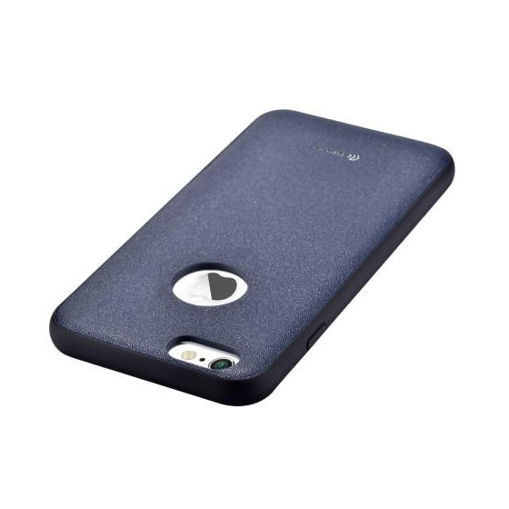 Cover in Vera Pelle Per iPhone 6/6S Con Vista Logo Royal Blu