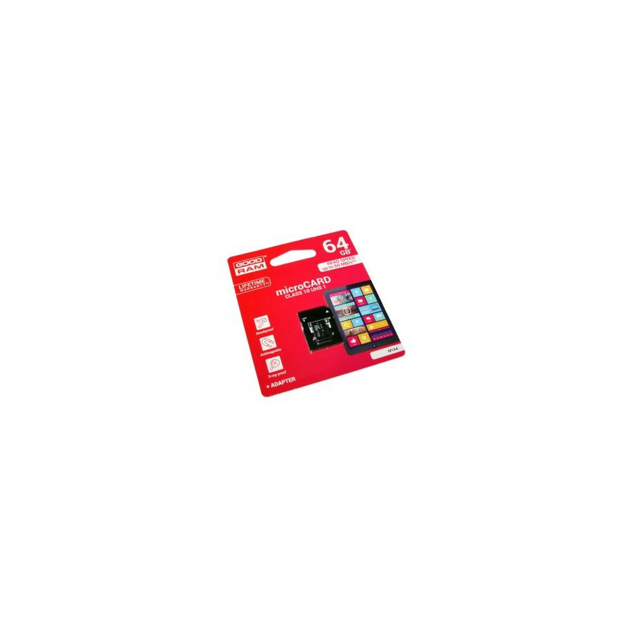 microSD GoodRAM 64GB class 10 UHS I + adpter, ret. blister