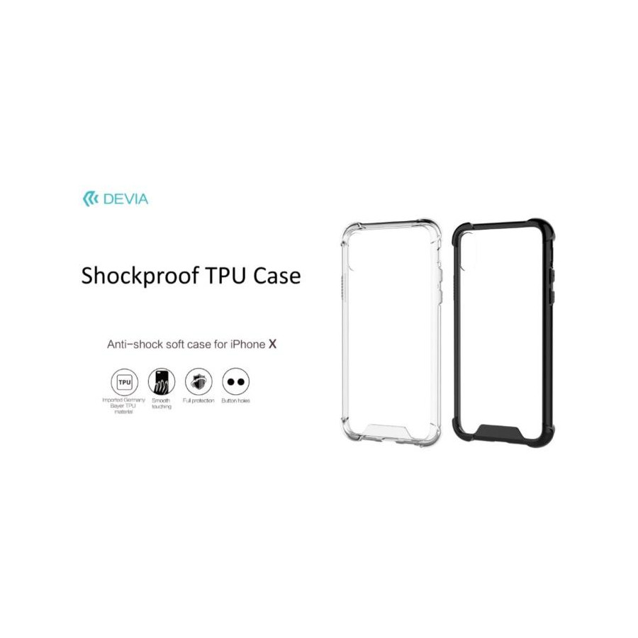 Cover Devia Shockproof in TPU Flessibile per iPhone X Clear