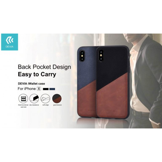 Cover Devia iWallet con Tasca per iPhone X Nera