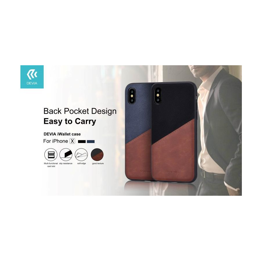 Cover Devia iWallet con Tasca per iPhone X Nera