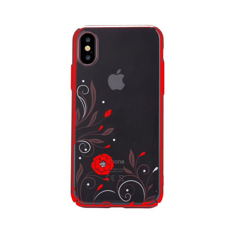 Cover Con Swarovski Crystal Petunia per iPhone X Rossa