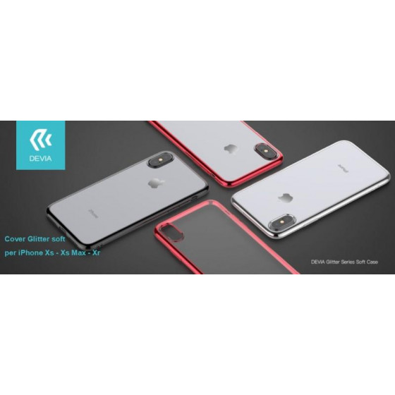 Cover Glitter soft con bordo Rosso per iPhone Xs 5.8