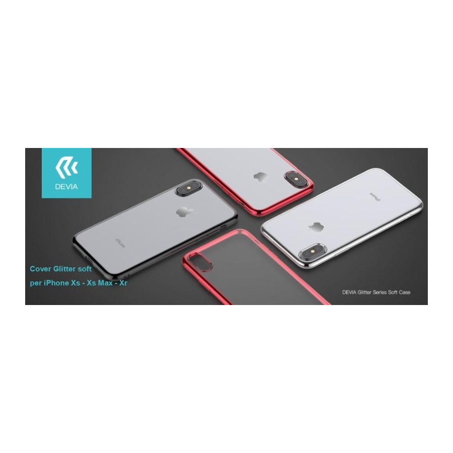 Cover Glitter soft con bordo Rosso per iPhone Xs 5.8