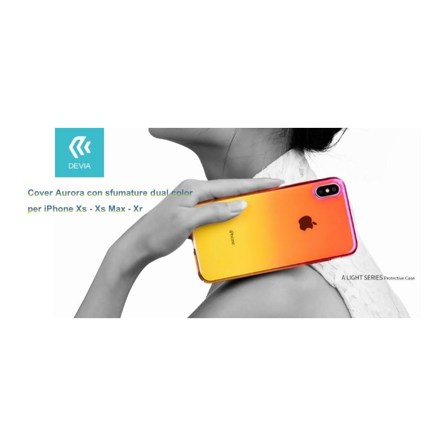 Cover Aurora dual color Giallo e Rosa per iPhone Xs 5.8