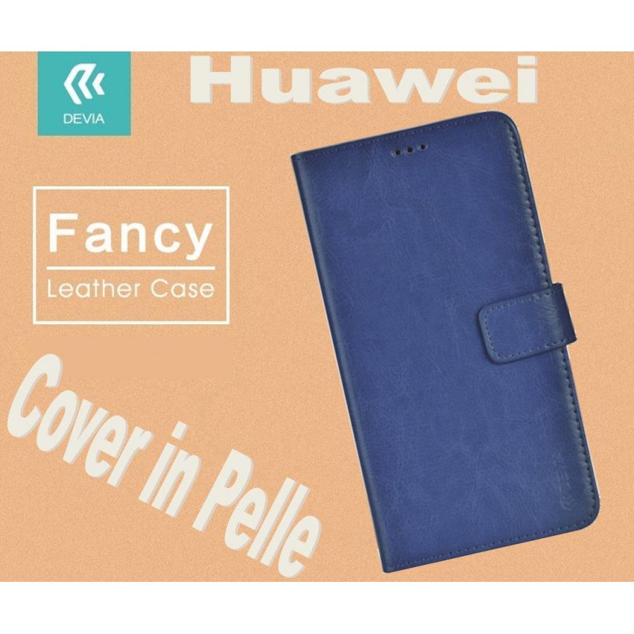 Custodia a Libro in Pelle Per Huawei P8 Blu