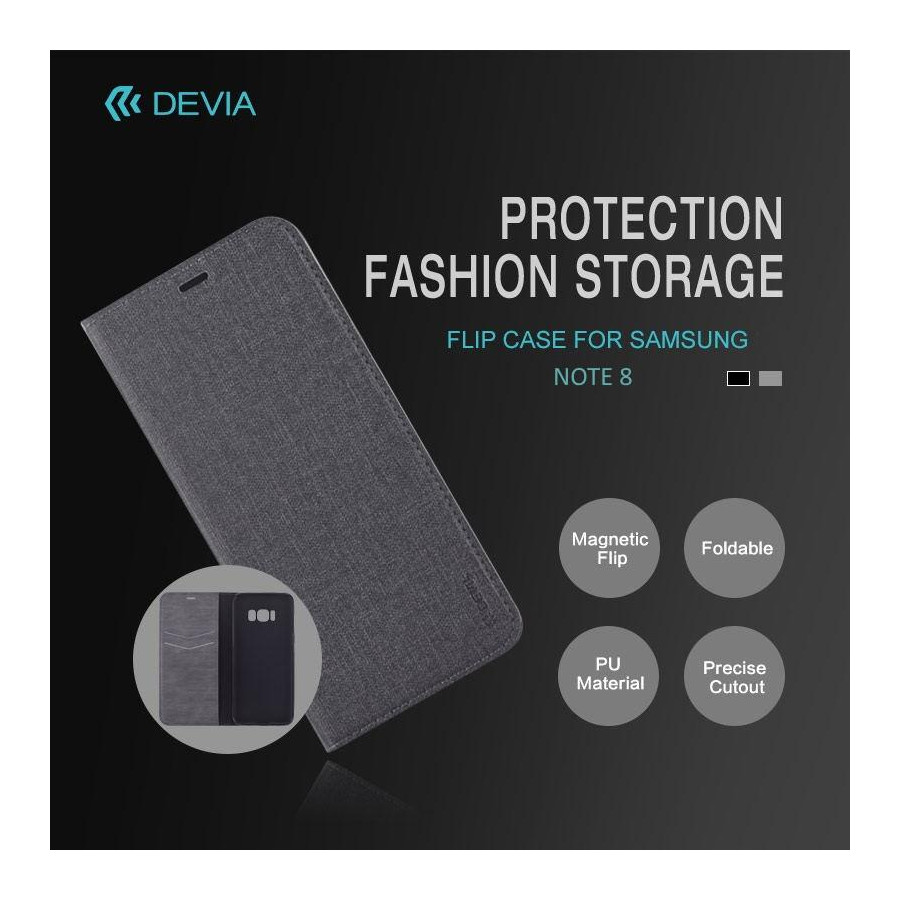 Cover Flip Case Devia per Samsung Note 8 Grigia