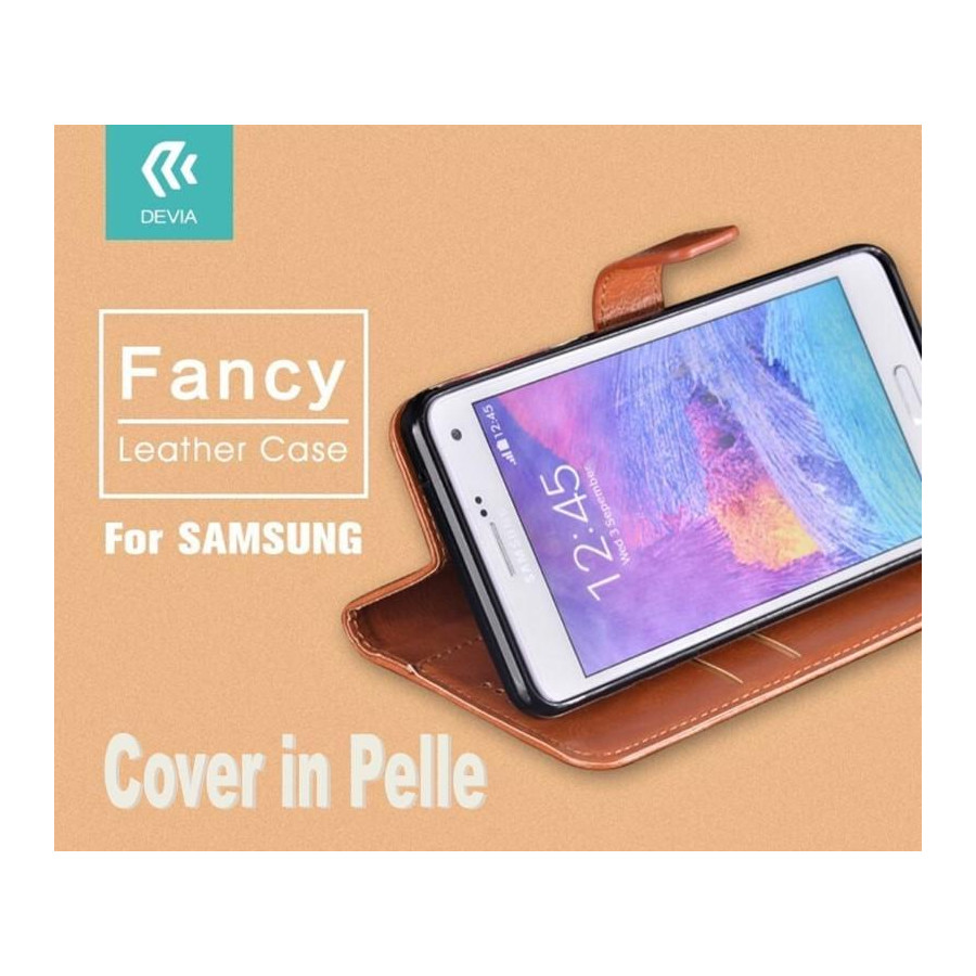 Custodia a Libro in Pelle Per Samsung Galaxy S6 Edge Marrone