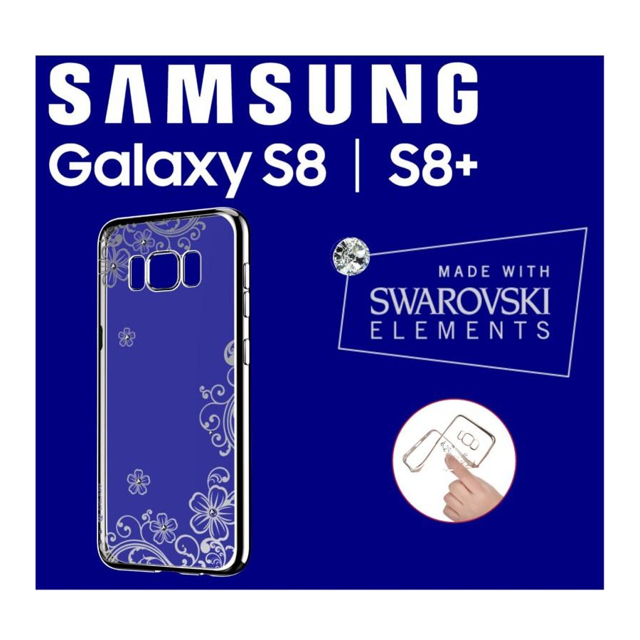 Cover Swarovski Crystal Joy soft per Samsung S8 Plus Silver
