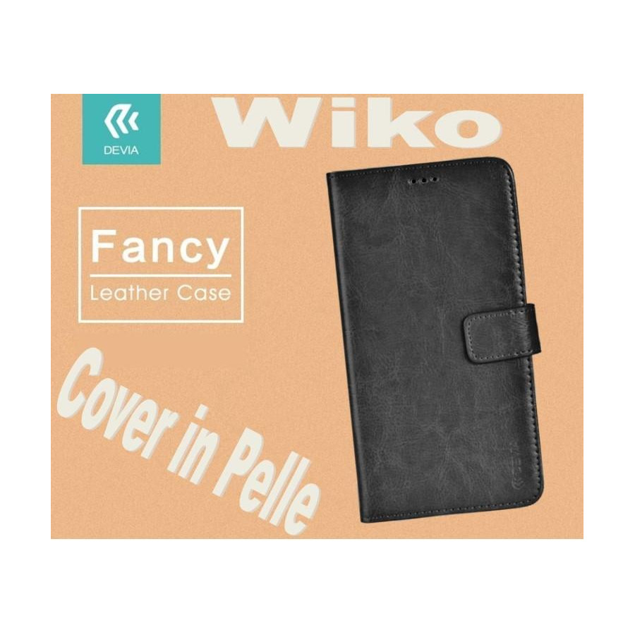 Custodia a Libro in Pelle Per Rainbow lite 4G Wiko Nera