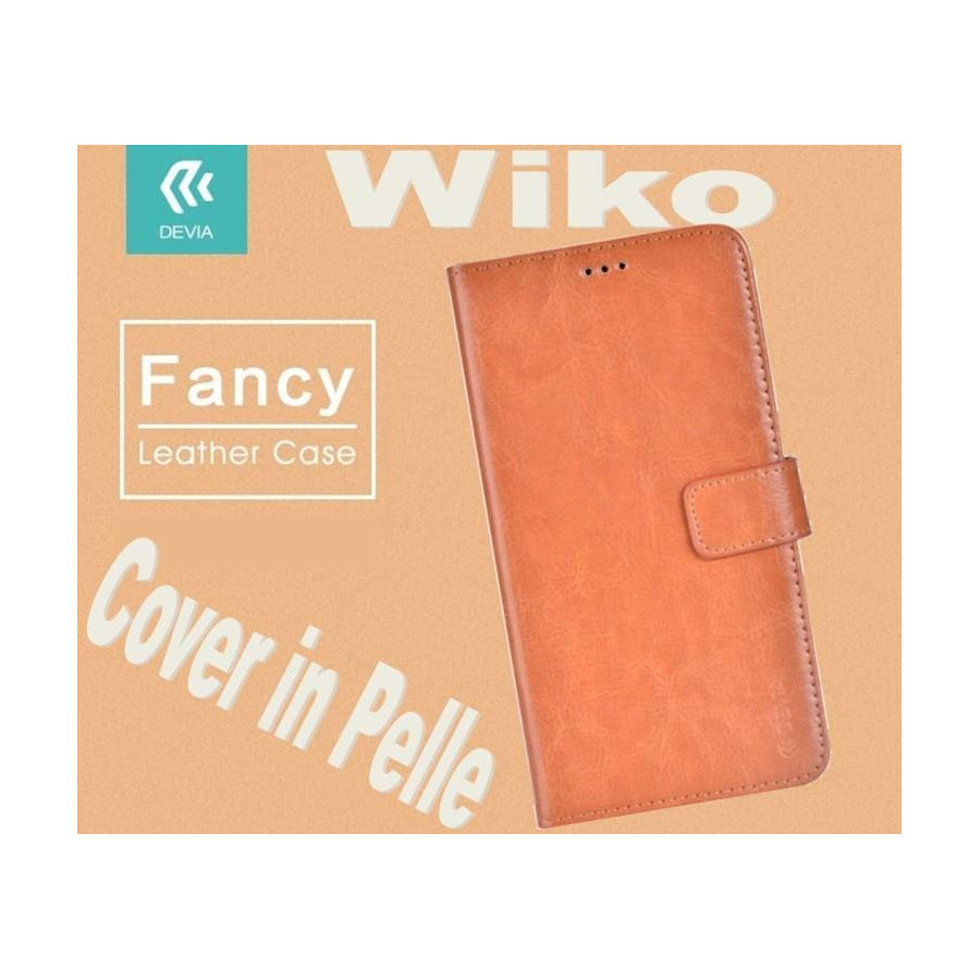 Custodia a Libro in Pelle Per Rainbow lite 4G Wiko Marrone
