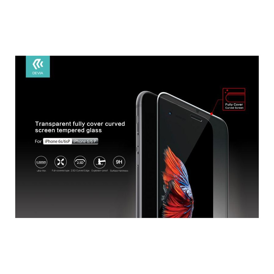 Pellicola in Vetro Temperato Full con curve iPhone 6/6S Plus