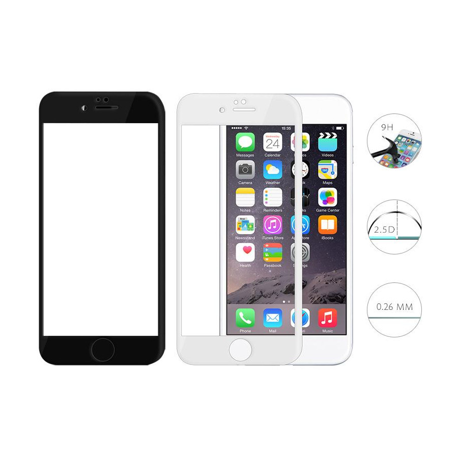 Pellicola Full Screen Vetro iPhone 6/6s Plus con Curve Nera
