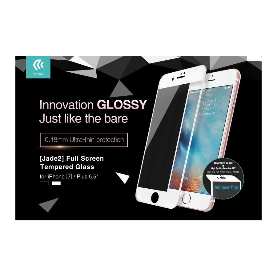Jade2 Vetro temperato 0.18mm Full Screen iPhone 7 Bianca