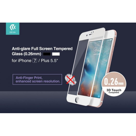 Pellicola vetro Anti Impronte Full Screen per iPhone 7 Nera