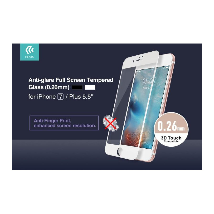 Pellicola vetro Anti Impronte Full Screen per iPhone 7 Nera