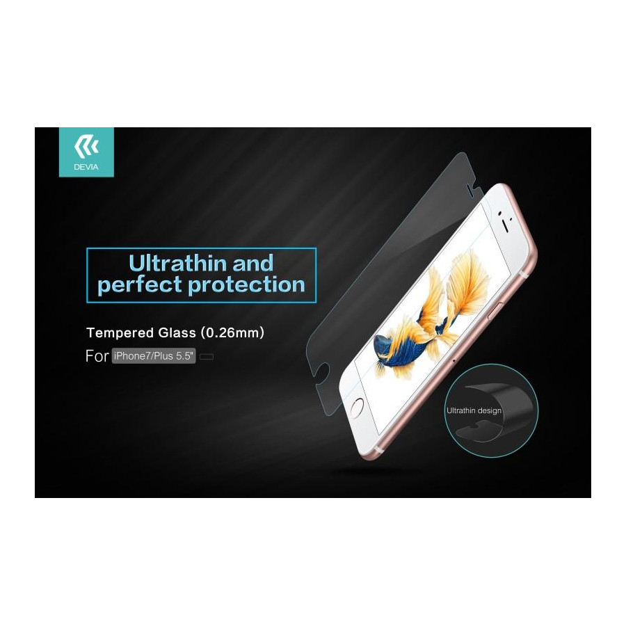 Pellicola vetro temperato 9H 0.26 mm per iPhone 7 e 8 Plus