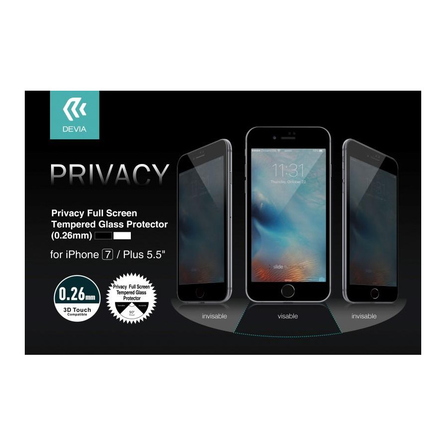Pellicola Vetro temperato Full Privacy iPhone 7 Plus Bianca