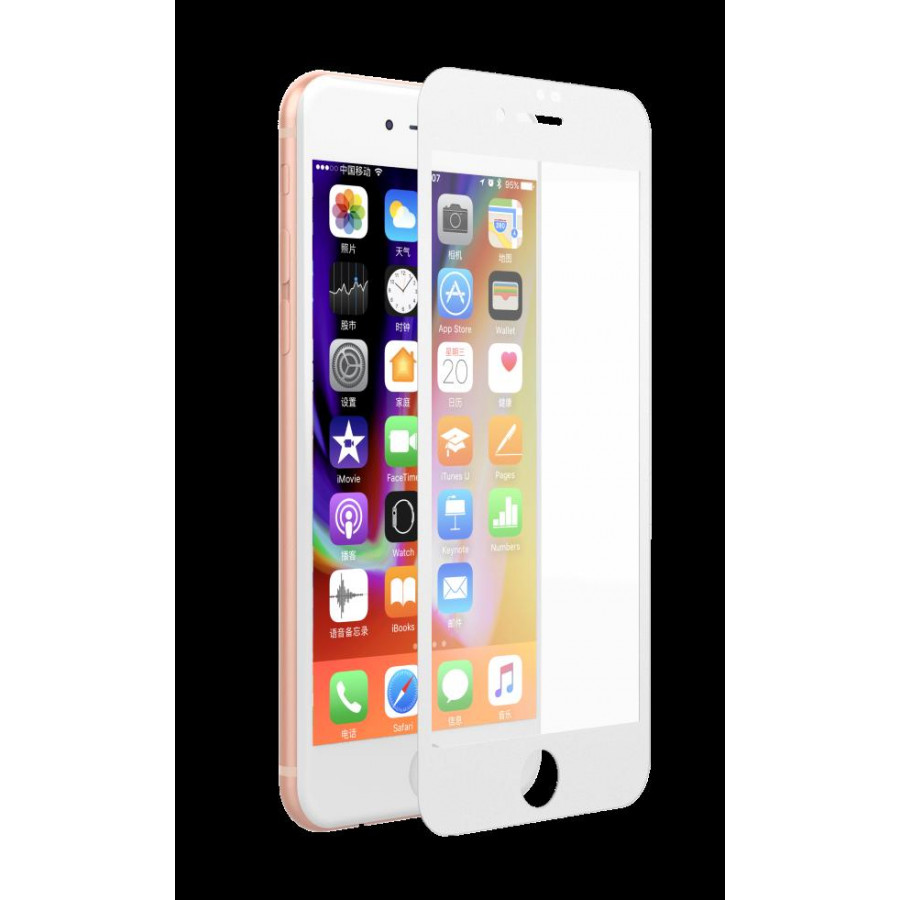 Pellicola vetro Anti Impronte Full iPhone 8/7 Plus Bianca