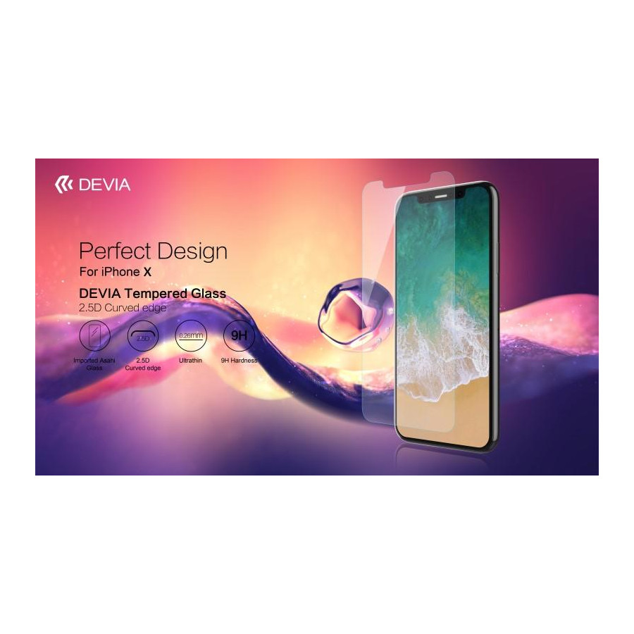 Pellicola protezione in vetro temperato 0,26mm per iPhone X