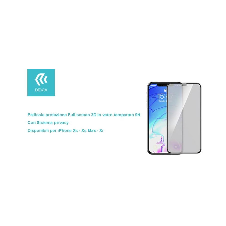 Pellicola Full 3D vetro temperato Privacy per iPhone Xs 5.8