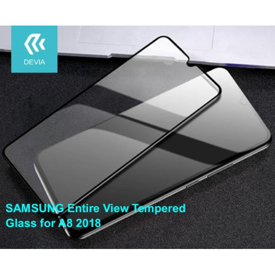 Pellicola in vetro temperato Full per Samsung A8 2018 Nera