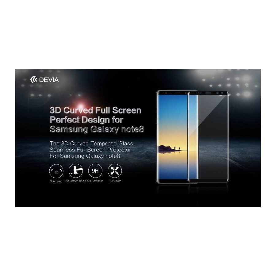 Pellicola in Vetro Temperato Full Screen Samsung Note 8 Nera