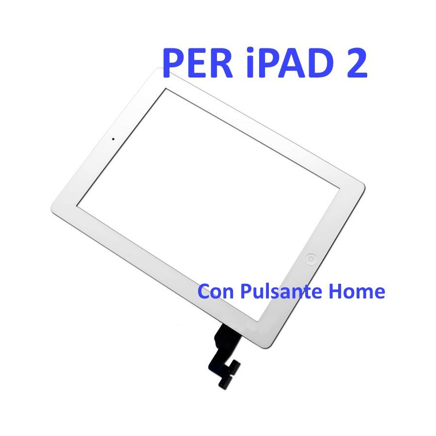 Touch Screen con Pulsante Home e Adesivo per iPad 2 Bianco