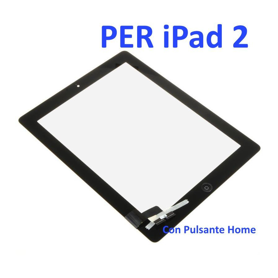 Touch Screen con Pulsante Home e Adesivo per iPad 2 Nero
