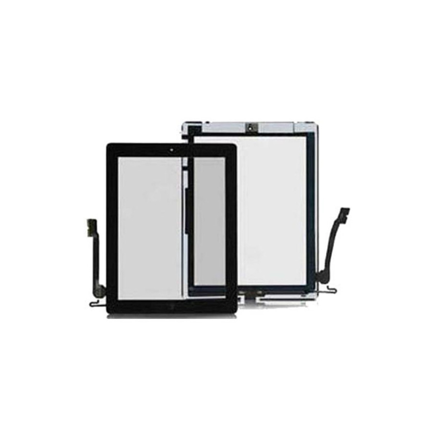 Touch Panel con Pulsante e adesivo per iPad 4 Nero AAA+