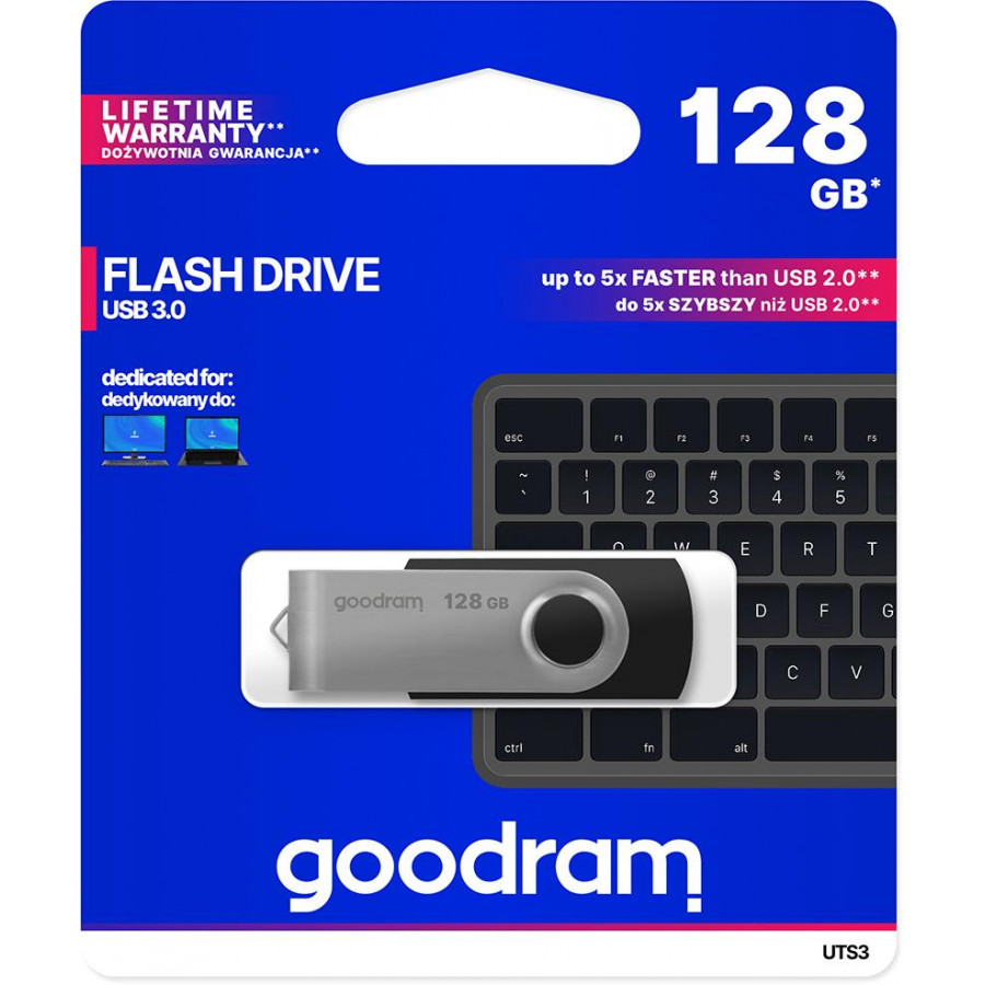 Pendrive GoodRAM 128GB UTS3 BLACK USB 3.0 - retail blister